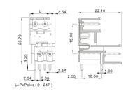 Bloc de bornes en laiton 5,08 mm, ouverture PCB 16 mm, connexion à vis enfichable 18A, bloc de bornes de contrôle industriel 16 pôles