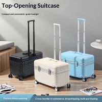Koper Troli Fotografi Model Flip-Top Kotak Peralatan Unisex Tahan Lama Berbingkai Aluminium Multifungsi 20-Inci Spinner Koper Kabin