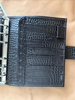 Portefeuille classeur A6/A7 personnalisé à motif crocodile avec pochette zippée, couverture en PU, cadeau idéal pour le bureau et la planification professionnelle
