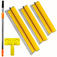Ensemble de grattoirs jaunes 16in/24in/32in avec manche télescopique en aluminium de 50,3in et clip, outils de finition pour plâtre et cloisons sèches