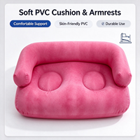 Canapé gonflable pliable portable avec accoudoirs, coussin en PVC pour le camping en plein air, la chambre à coucher, le salon