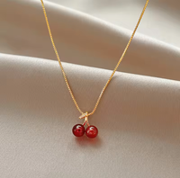 Collier pendentif en gros, nouveau, couleur rouge vin cerise dorée, pour femmes, collier en alliage tendance, bijoux de mariage, cadeaux d'anniversaire