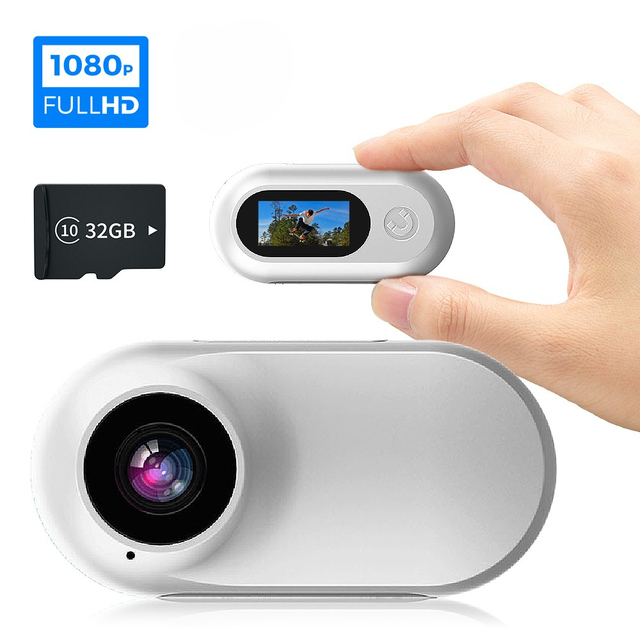 1080P HD Mini Action Camera Outdoor Portable Pocket Cam MicroSD 128GB 120 Wide Angle Interchangeable Lens for Bicycle