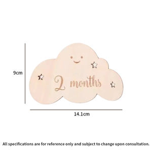 Carte Mensili per Traguardi di Crescita e Compleanno a Forma di Nuvola, Accessori Fotografici per Neonati, Regalo Personalizzato in Legno, Dischi Circolari - Product Image 3
