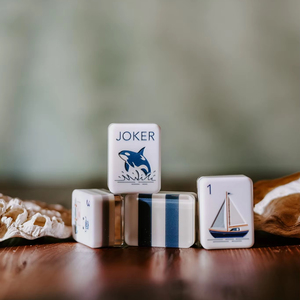 Set Completo di Mahjong Americano Nautico Costiero in Acrilico a 4 Strati, 160 Pezzi, con Motivi Unici di Barche a Vela e <span class=keywords><strong>Faro</strong></span>, per Appassionati di Mahjong Statunitensi - Product Image 1