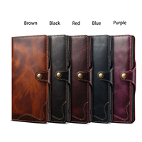 Funda de Teléfono Tipo Cartera con Tapa Abatible de Cuero Genuino, con Soporte y Protección Anticaídas, Compatible con la Serie Samsung S25/S24/S23/S22/S21/S20
