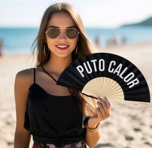 Abanico Plegable de Bambú de 21 cm con Diseño de Arte Folclórico y Logotipo Personalizado QM, Abanico Promocional en Blanco para Publicidad, Manualidades y Regalos - Product Image 5