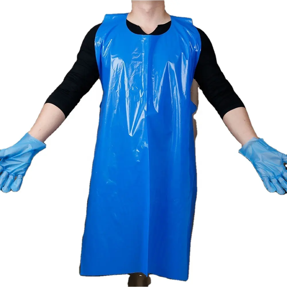 Avental descartável de plástico pe, avental de polietileno à prova d'água para pe