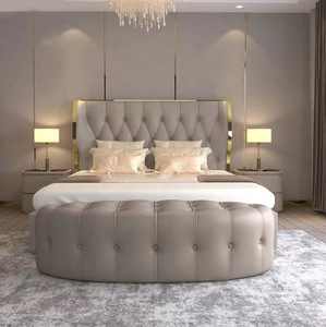 Meubles <span class=keywords><strong>de</strong></span> chambre à coucher modernes lits <span class=keywords><strong>de</strong></span> fantaisie queen <span class=keywords><strong>size</strong></span> en cuir microfibre <span class=keywords><strong>lit</strong></span> <span class=keywords><strong>king</strong></span> <span class=keywords><strong>size</strong></span> en cuir tufté avec boutons - Product Image 1