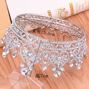 रानी क्राउन टियारा हेडबैंड फुल राउंड क्रिस्टल गोल्ड गैंडे के गहने और रामदान के लिए स्नातक - Product Image 5