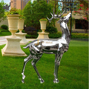 Sculpture de jardin personnalisée en acier inoxydable Art Déco, imperméable et durable, pour la décoration paysagère extérieure moderne - Product Image 2