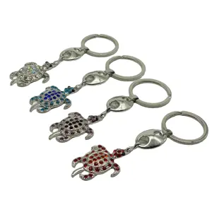 Crystal Glitter Rhinestone Car Keyring Bling Keychain Accessories Custom Turtle Key Holder
