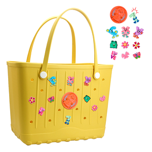 2026 latest best-selling waterproof large-capacity portable eva hole beach bag unisex eva shopping <b>tote</b> bag with charm - Product Image 3