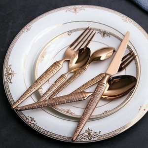 Set di stoviglie di lusso matrimonio in acciaio inossidabile, fabbriche di Guangzhou oro rosa 18/10 Set di posate in acciaio inossidabile - Product Image 4
