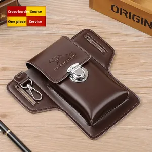 남자의 소가죽 허리 가방 여름 가죽 휴대 전화 가방 벨트 방수 지퍼 폐쇄 모델 3006 - Product Image 6