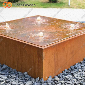 Fontaine de cascade de cube en acier corten rectangulaire de conception moderne en gros d'usine pour la décoration de parc de jardin avec des caractéristiques de LED - Product Image 6
