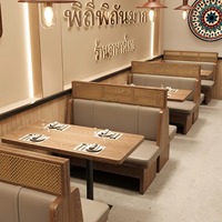 Café personnalisé pour restaurant de restauration rapide banc de canapé café commercial ensemble de meubles de cabine de restaurant en bois table et chaises
