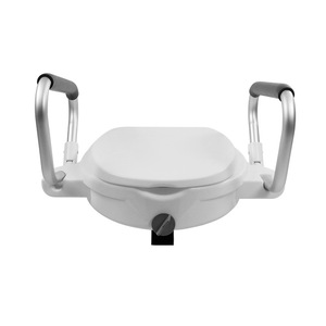 Asiento de inodoro ajustable con pasamanos y tapa para uso de personas mayores, diseño de cuerpo recto grande, capacidad de 180 kg - Product Image 2