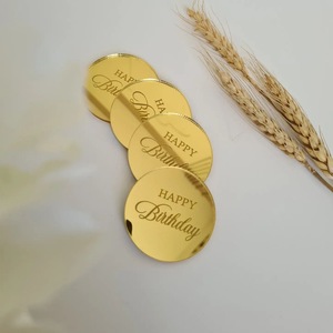 ท็อปเปอร์เค้กอะคริลิกรูปทรงกลมลายน้ำผึ้งและหวานๆ หนา 1.3 มม. ของตกแต่งงานวันเกิด สไตล์ Ins  ปลั๊กอินเค้กพลาสติก - Product Image 3