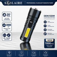 Lampe torche LED OEM rechargeable USB-C avec zoom, affichage numérique, portée 500M, mise au point télescopique, torche de poche pour camping en extérieur, logo personnalisé