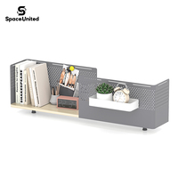 SpaceUnited Bureau de travail modulaire en acier moderne avec cloisons et tiroirs de rangement, design ergonomique, plateau supérieur en bois, mobilier commercial