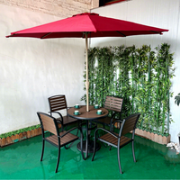 Ensemble table et chaises de patio en WPC avec cadre en aluminium moderne, trou pour parasol, imperméable, anti-UV, mobilier de bistrot extérieur, café, jardin, balcon