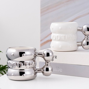 Mug en céramique plaqué argent de haute qualité 400 ml, mugs à bière, tasses de café, tasse en porcelaine, mug à thé au lait en céramique avec poignée - Product Image 1