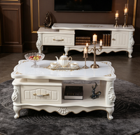 Ensemble de meubles de salon de luxe : meuble TV et table basse, style palais français, meubles décoratifs de villa à la française