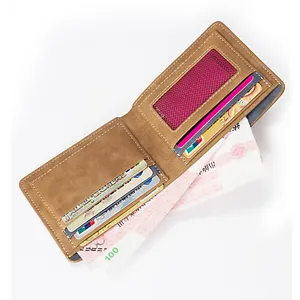 Fashionable Real Leather Customize Photo Frame Business Card Holder Case Men Slim Bifold Wallet