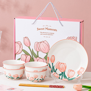 Keramische Porseleinen Servies Set Geschenkdoos Met Magnetron Veilig Norse Windstijl Kommen En Eetstokjes Voor Klanten - Product Image 2