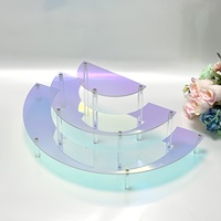 Présentoir en acrylique semi-circulaire irisé arc-en-ciel à 3 niveaux pour parfums et cupcakes – Vente en gros