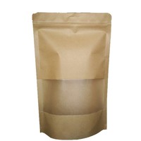 Sacs Doypack en papier kraft refermables avec fermeture éclair thermoscellable pour emballage alimentaire, avec fenêtre, MOQ 200 pièces