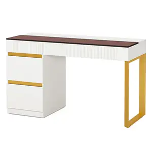 47 Inch Writing Workstation Desk Modern Home Office Computer Desk With Glass Top