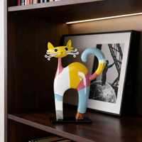 Harz-Katzenfigur im Dopamin-Stil, Farbblock-Heimdekoration für Wohnzimmer, Arbeitszimmer oder Eingangsbereich, Kreatives Geschenk, Kunsthandwerk