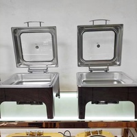 Nouveau design moderne de luxe, réchaud de buffet marron 6L en acier inoxydable, équipement de restauration pour buffet, fourneau d'isolation alimentaire pour hôtel