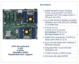 Novo Original Supermicro X11DPG-QT Dual LGA 3647 Processador Dual 10Gbe M.2 suporte 4GPU Server motherboard para SYS-740GP-TNRT - Product Image 6