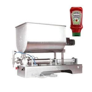 Machine de remplissage horizontale pneumatique à chauffage et mélange pour confitures, sauces, cosmétiques, aliments et boissons, avec système en U - Product Image 1