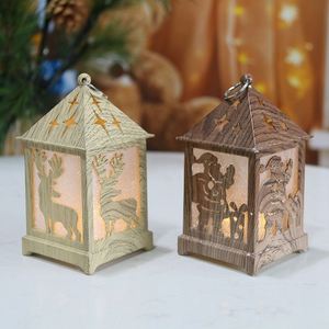 Hot Sales Battery Powered Eco-friendly Christmas Decorations Santa Wooden Color LED <b>Lantern</b> Light Party Table Decor Kid Gifts - Product Image 2