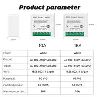 Interrupteur intelligent Wi-Fi Tuya 10A/16A pour la domotique, mini-interrupteur intelligent ON/OFF, prise en charge du contrôle bidirectionnel, interrupteur Wi-Fi DIY