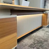 Bureau de direction moderne en panneaux de bois écologiques de grande taille avec chargeur USB, tiroirs de rangement, autoportant, durable, pour la maison, le bureau ou l'hôtel