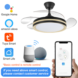 พัดลมเพดาน LED แบบพับเก็บได้พร้อมไฟพัดลมสีดำสีขาว Y273พัดลม ABS ขนาด42นิ้วทันสมัยพร้อมรีโมทคอนโทรล - Product Image 6