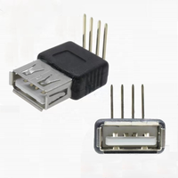 Trou traversant USB Type A 2.0A 5.0V 2.54 Pitch RS PRO Mâle 90 Degrés Cuivre 4 PIN Connecteur DIP Montage Vertical sur Circuit Imprimé