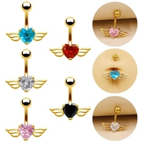 Vente en gros anneau de nombril en acier inoxydable cœur rose rouge nouveau design anneaux de nombril bijoux de piercing pour femmes