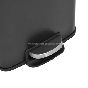 Tempat Sampah kamar mandi persegi panjang rumah tangga, Pedal kaki persegi warna hitam grosir tempat sampah baja antikarat - Product Image 6