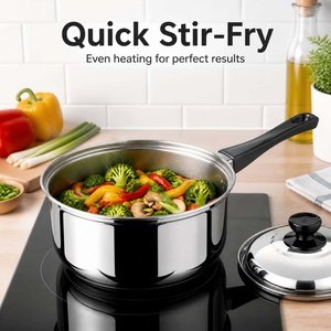 Ensemble de 3 casseroles classiques en acier inoxydable avec poignées en bakélite pour la cuisson, la soupe, le bouillon et le lait - Vente en gros - Product Image 4