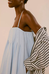 Colorful Women's Casual Daily Simple Strap Pleated <b>Long</b> <b>Skirt</b> Comfortable Loose <b>Summer</b> Dress Button Cotton Party Style Dress - Product Image 3