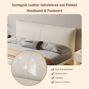 Lujo minimalista de madera maciza LED flotante moderno dormitorio muebles único diseño flotante acolchado cabecero de madera marco de la cama - Product Image 3