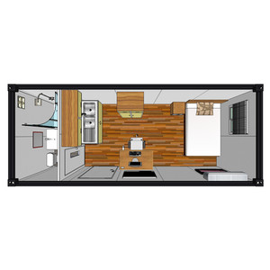 Prefabbricato modulare 1 2 3 4 5 6 con due camere da letto prefabbricato per la spedizione degli ospiti container per uffici appartamento hotel house - Product Image 1