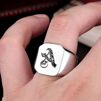 Custom Design Kreativität Vergoldeter Schmuck Edelstahl Gravur Blank Siegelring mit LOGO Badge Champion Family Club Ring