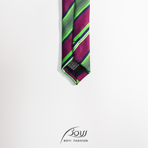 Custom Polyester <strong>Tie</strong> with <strong>Green</strong> Rose Red Stripes for Men's Casual <strong>and</strong> Formal Wear for Wedding Occasions - Product Image 3